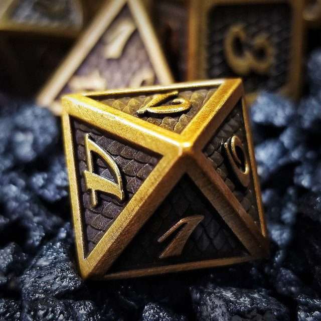 Sage's Dragonstones - Gold Black Metal Polyhedral Dice Dungeons Dragons image 5