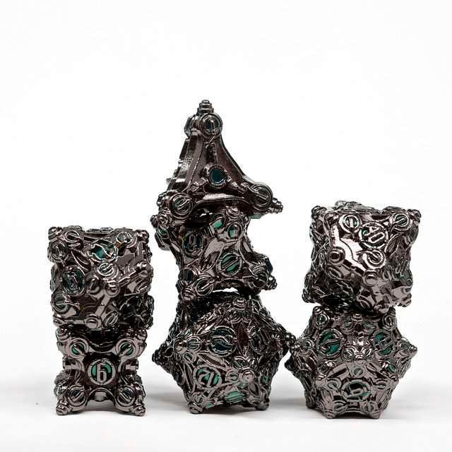 Sage’s Finials Midnight Glade Metal Polyhedral Dice Set image 11