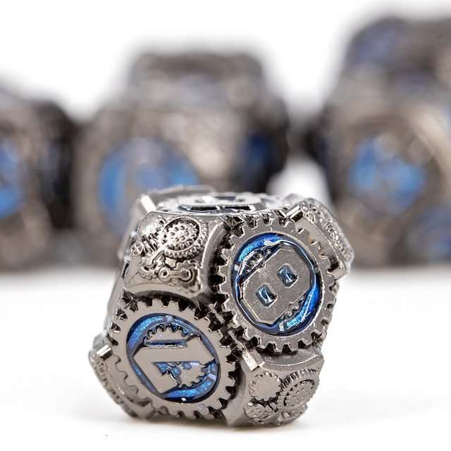 Sage's Artificer's Core Cerulean Essence Metal Polyhedral Dice Set image 6