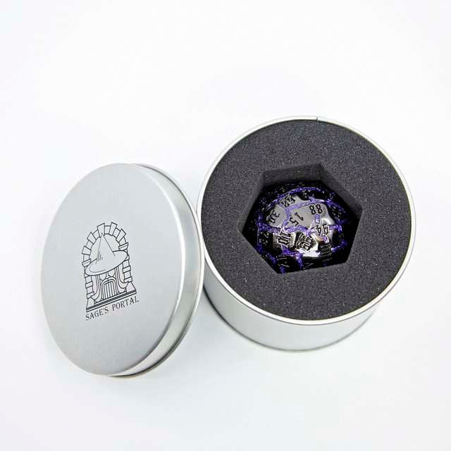 Sage’s Warp Stones Antique Silver Supernova d100 Metal Dice image 6
