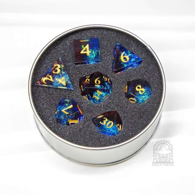 Sage's Crystals - Frostfire Sharp Edge Resin Polyhedral Dice Set image 1