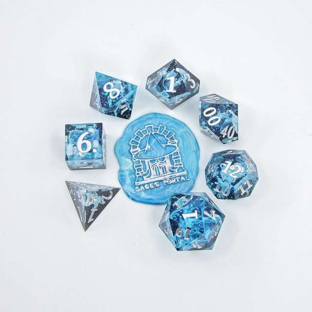Sage's Ice Flames Sharp Edge Resin Polyhedral Dice Set image 12