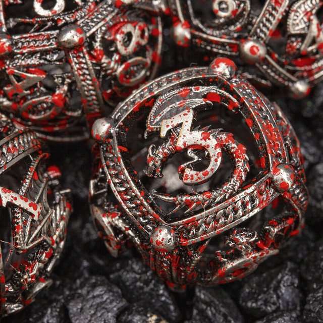 Sage’s Dragon Orb Rolling Doom Hollow Metal Dice Set image 0