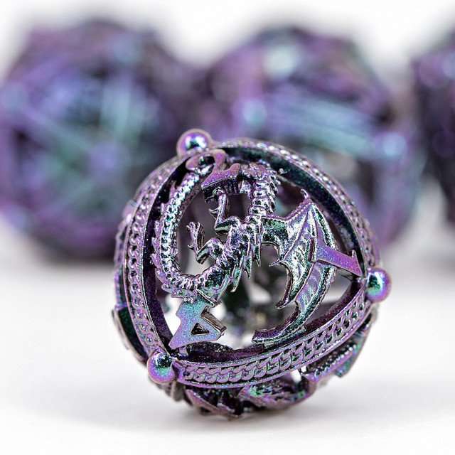 Sage’s Dragon Orb Deadly Nightshade Hollow Metal Dice Set image 10