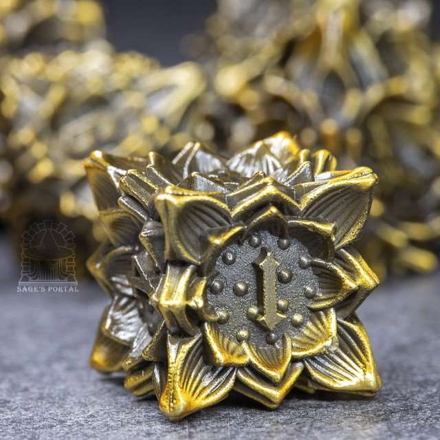 Sage's Deadly Lotus Autumn's Kiss Metal Polyhedral Dice Set image 2