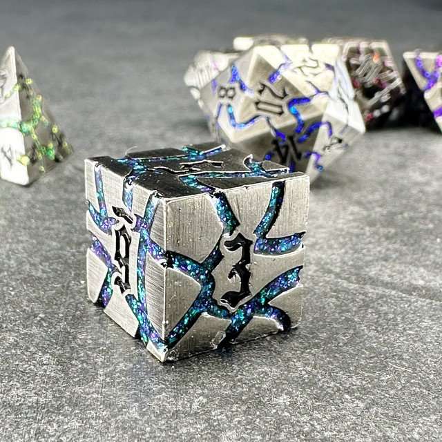 Sage's Warp Stones Antique Silver Galaxy Metal Polyhedral Dice Set image 5
