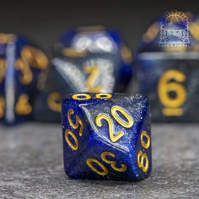 Sage's Shards - Blue/Purple Glitter Gold Ink Polyhedral Dice Set image 5