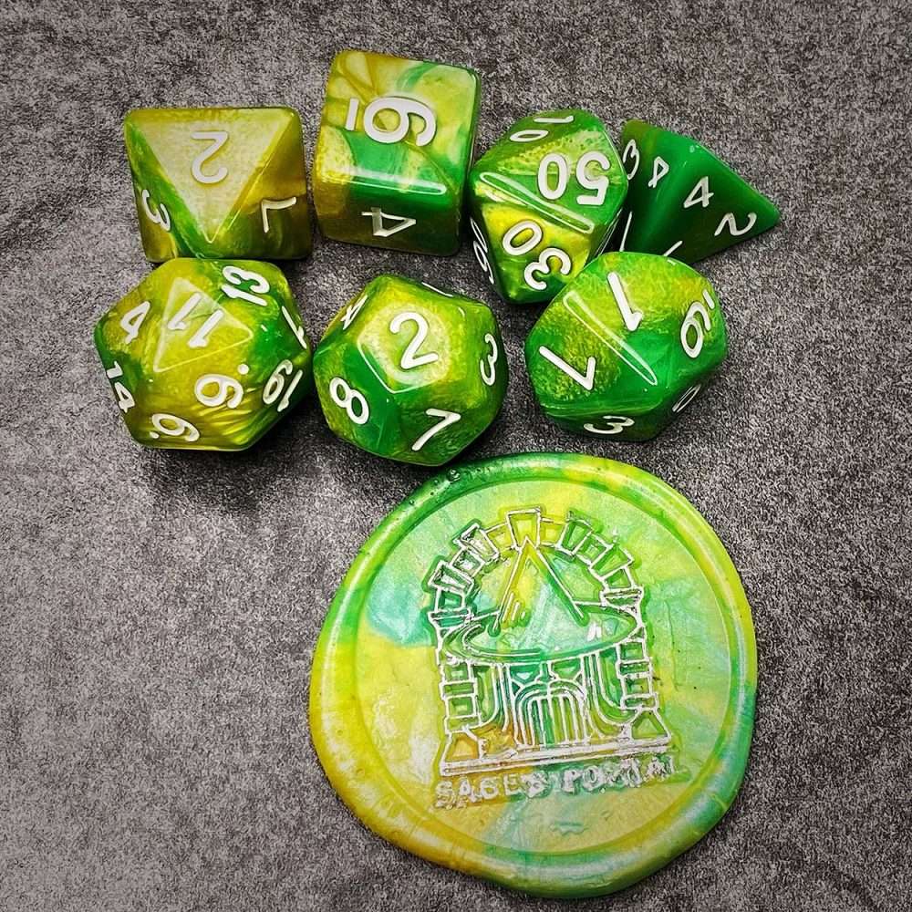 Sage's Stones - Green/Lime Acrylic Polyhedral Dice Set image 5