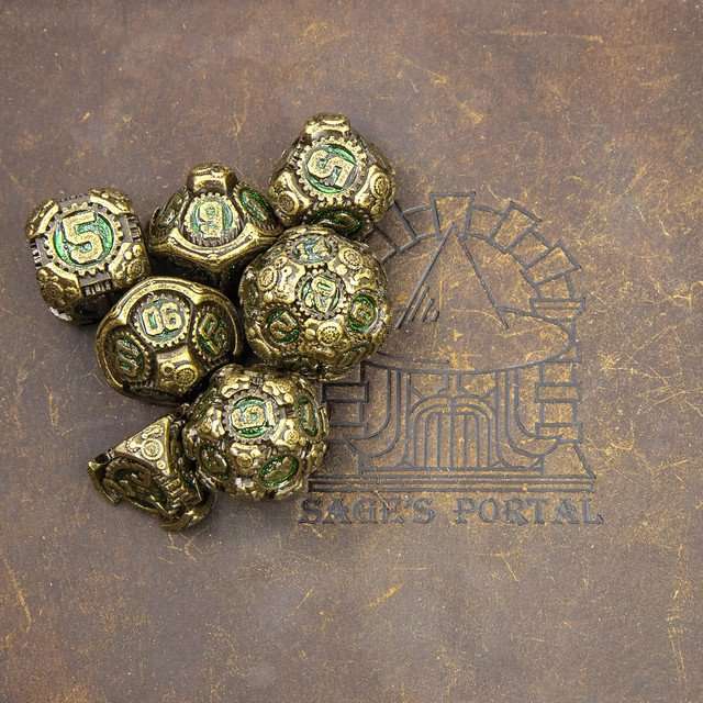 Sage's Artificer's Core Forest Essence Metal Polyhedral Dice Set image 8