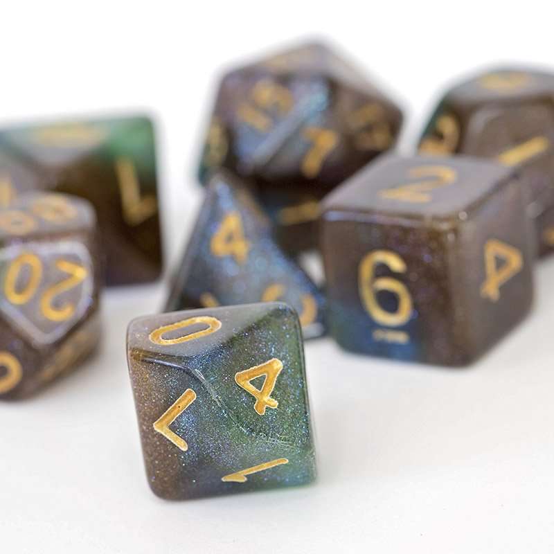 Sage's Shards - Blue/Green/Cola Glitter Polyhedral Dice Set image 5