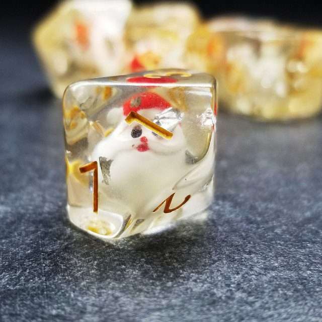 Sage's Jolly Santa Resin Polyhedral Dice Set image 4