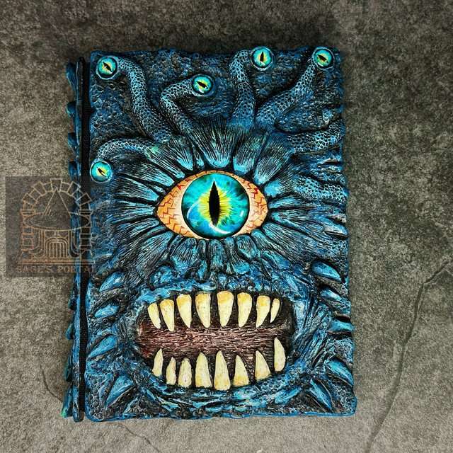 Blue Eye Tyrant Notebook Gift Set | Handmade Notebook for TTRPG, Sketchbook, Diary image 5
