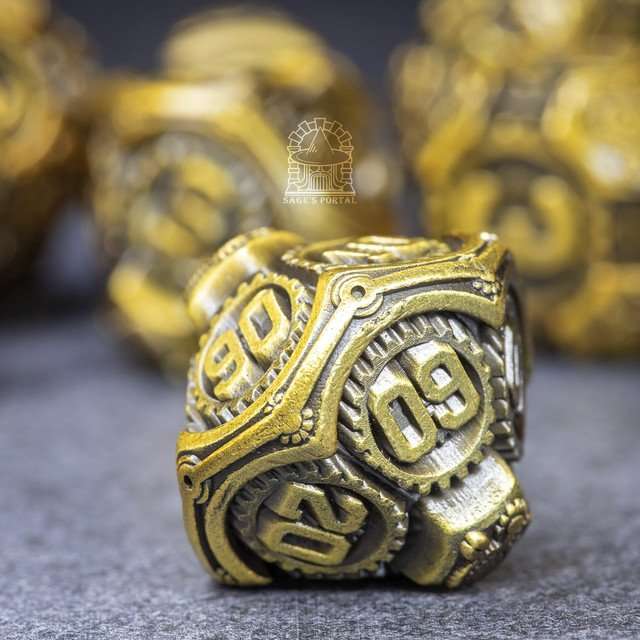 Sage's Artificer's Core Bronze Essence Metal Polyhedral Dice Set image 2