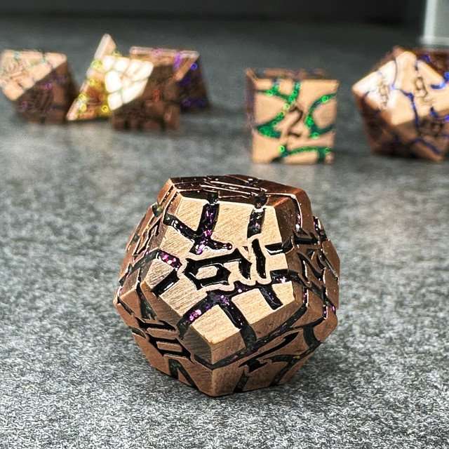 Sage's Warp Stones Copper Galaxy Metal Polyhedral Dice Set image 6