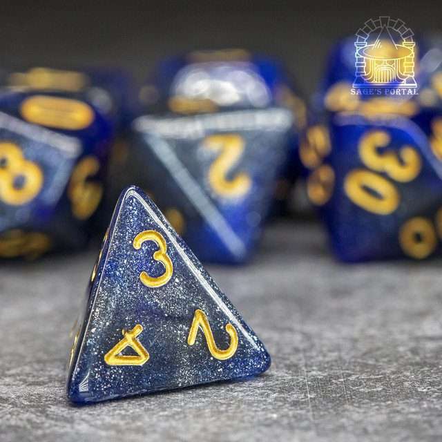 Sage's Shards - Blue/Purple Glitter Gold Ink Polyhedral Dice Set image 7