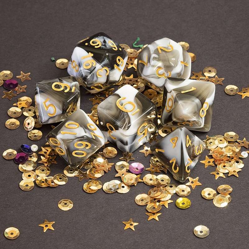 Sage's Stones -White/Mica Acrylic Polyhedral Dice Set image 16