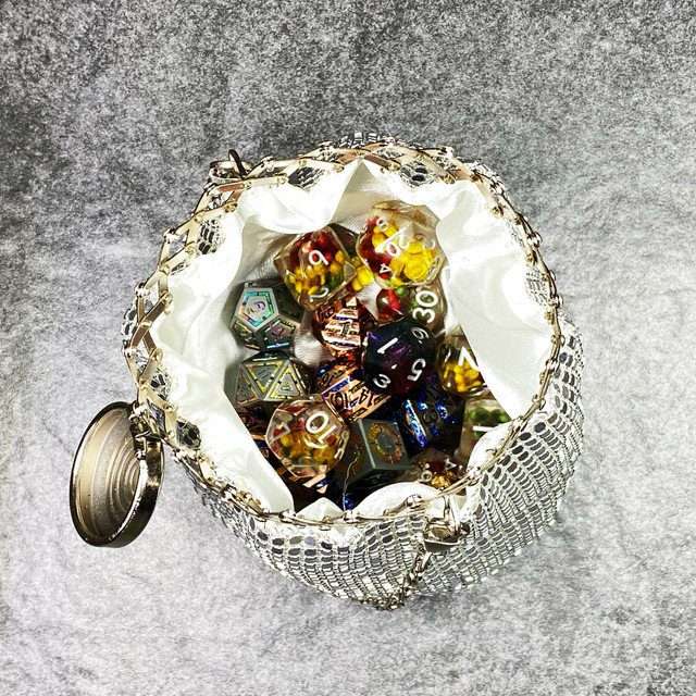 Sage’s Gala Purse – Silver Metallic Scale Gate-top Dice Bag image 2