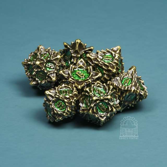 Sage's Deadly Lotus Venomous Bite Metal Polyhedral Dice Set image 10