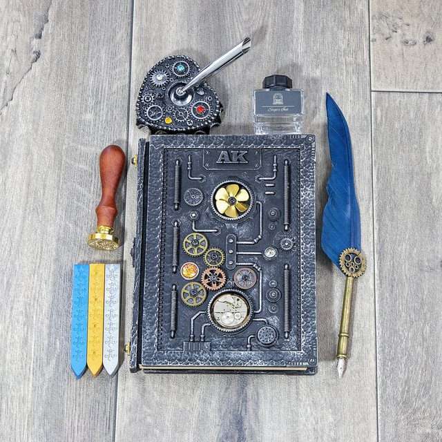 Sage's Gnomish Silver Notebook Gift Set | Handmade Notebook for TTRPG, Sketchbook, Diary image 9