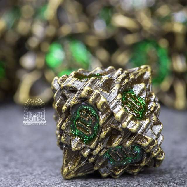 Sage's Deadly Lotus Venomous Bite Metal Polyhedral Dice Set image 5