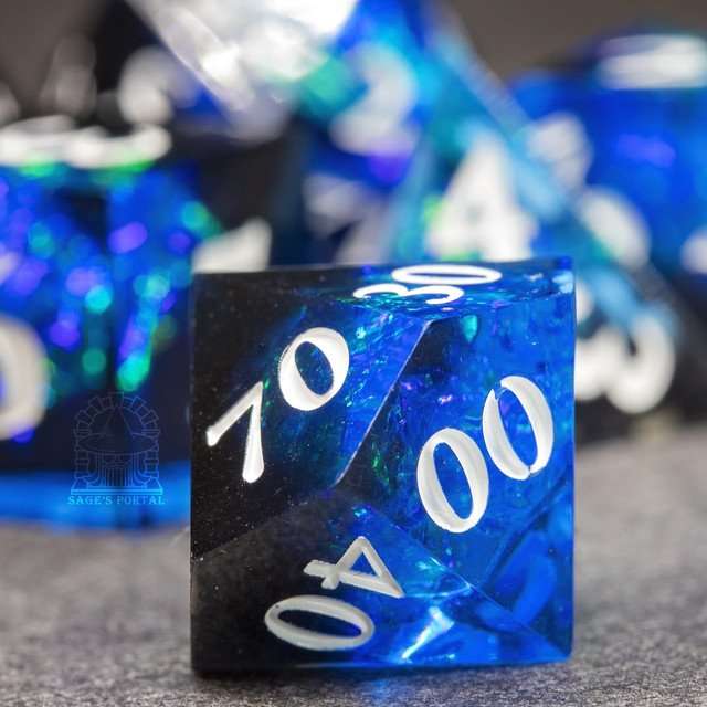 Sage's Crystals - Cobalt Sharp Edge Resin Polyhedral Dice Set image 7