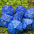 Sage's Dragonscales Blue/Silver Metal Polyhedral Dice Set image 0
