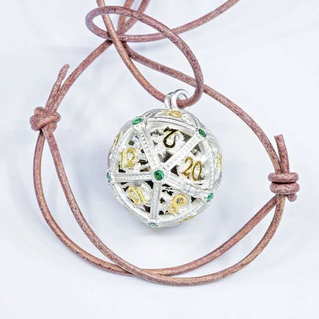 Sage’s Tiny Treasures Winter Pine Draconic Cage Necklace with Miniature Dice Set image 10