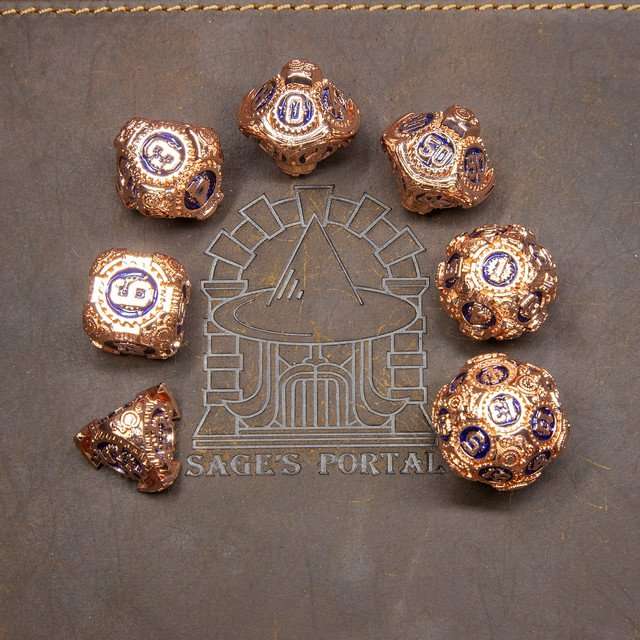 Sage's Artificer's Core Cobalt Essence Metal Polyhedral Dice Set image 0