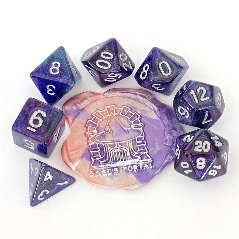 Sage's Shards - Purple/Blue/Green Glitter Polyhedral Dice Set image 1