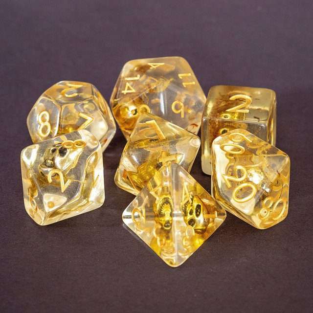 Sage's Familiars - Golden Skull Familiar Resin Polyhedral Dice Set image 12