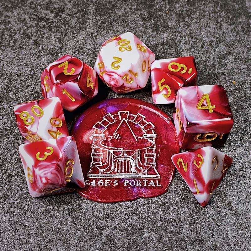 Sage's Stones - Red/White Acrylic Polyhedral Dice Set image 0