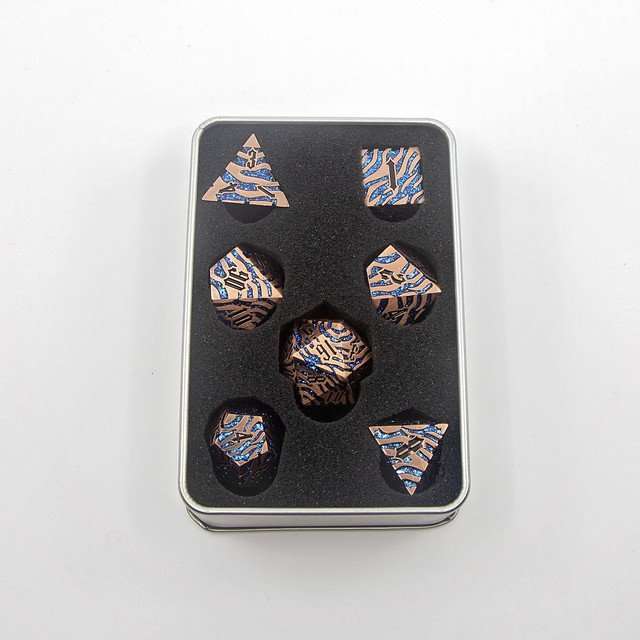 Sage's Fusion Stones Blue Nebula Metal Polyhedral Dice Set image 16