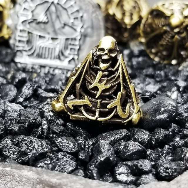 Sage's Macabre Bone Trinket Bronze Hollow Metal Polyhedral Dice Set image 6