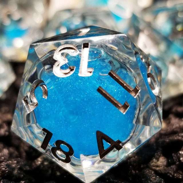 Sage's Sky Souls - Sky Blue Liquid Core Sharp Edge Resin Dice Set image 1