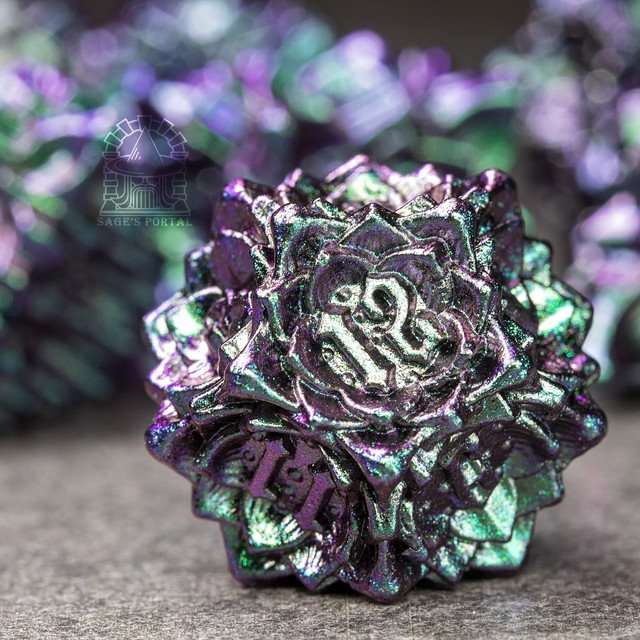 Sage's Deadly Lotus Witch's Curse Metal Polyhedral Dice Set image 5