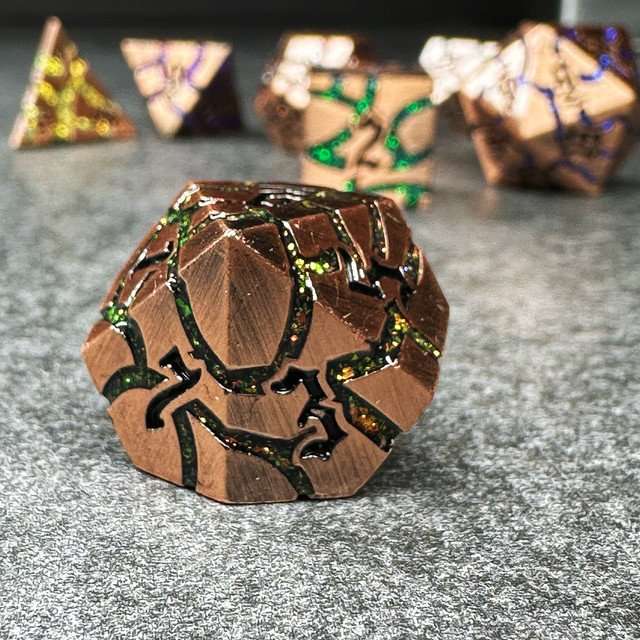 Sage's Warp Stones Copper Galaxy Metal Polyhedral Dice Set image 4