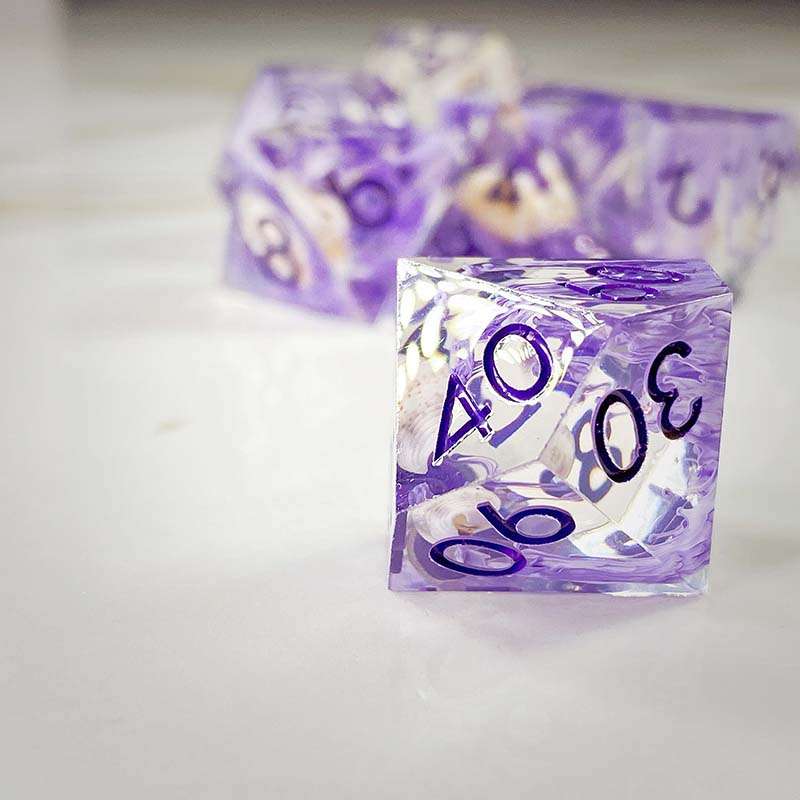 Sage's Orbs - Purple Ocean Depths Sharp Edge Resin Polyhedral Dice Set image 4