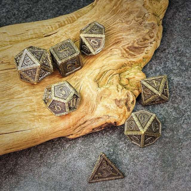 Sage's Anthems - Ancient Bronze Metal Polyhedral Dice Set image 23