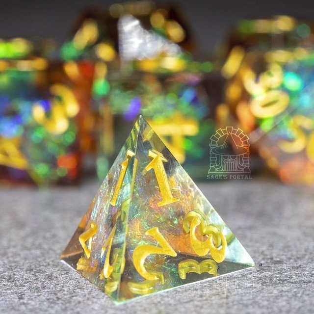 Sage's Crystals - Sylvan Sharp Edge Resin Polyhedral Dice Set image 7