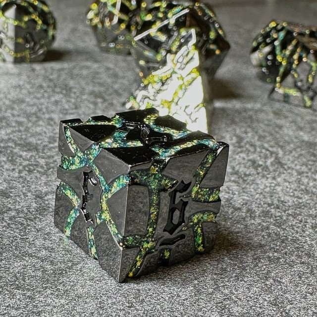 Sage's Warp Stones Yellow Star Metal Polyhedral Dice Set image 2
