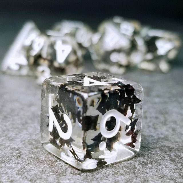 Sage's Familiars - Night Moths Familiar Resin Polyhedral Dice Set image 0