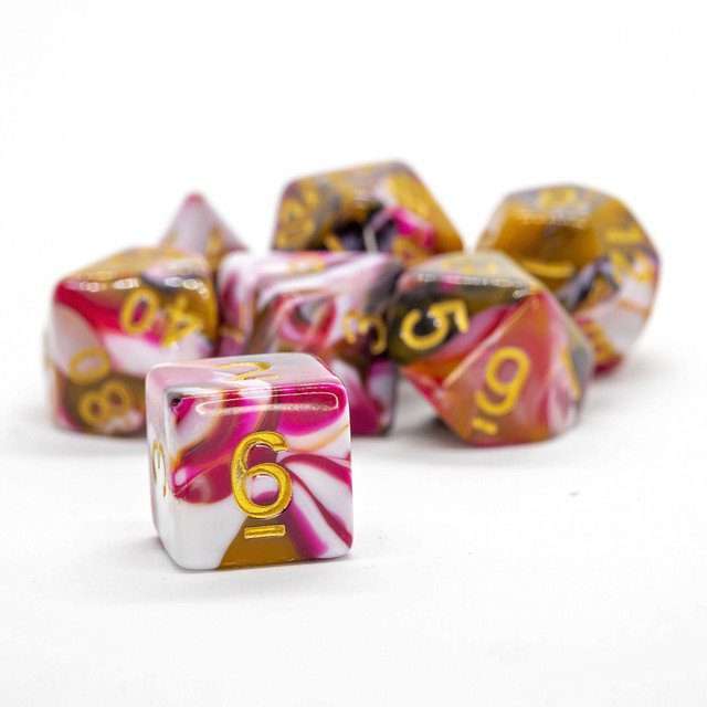 Sage's Stones - Red/Brown/White/Black Gold Ink Acrylic Polyhedral Dice Set image 14