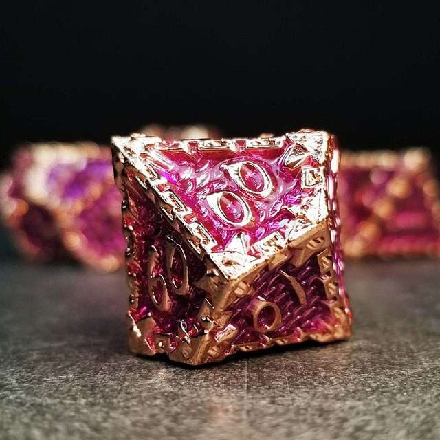 Sage's Dragonstones - Chained Drake Purple Copper Metal Polyhedral Dice Set image 3