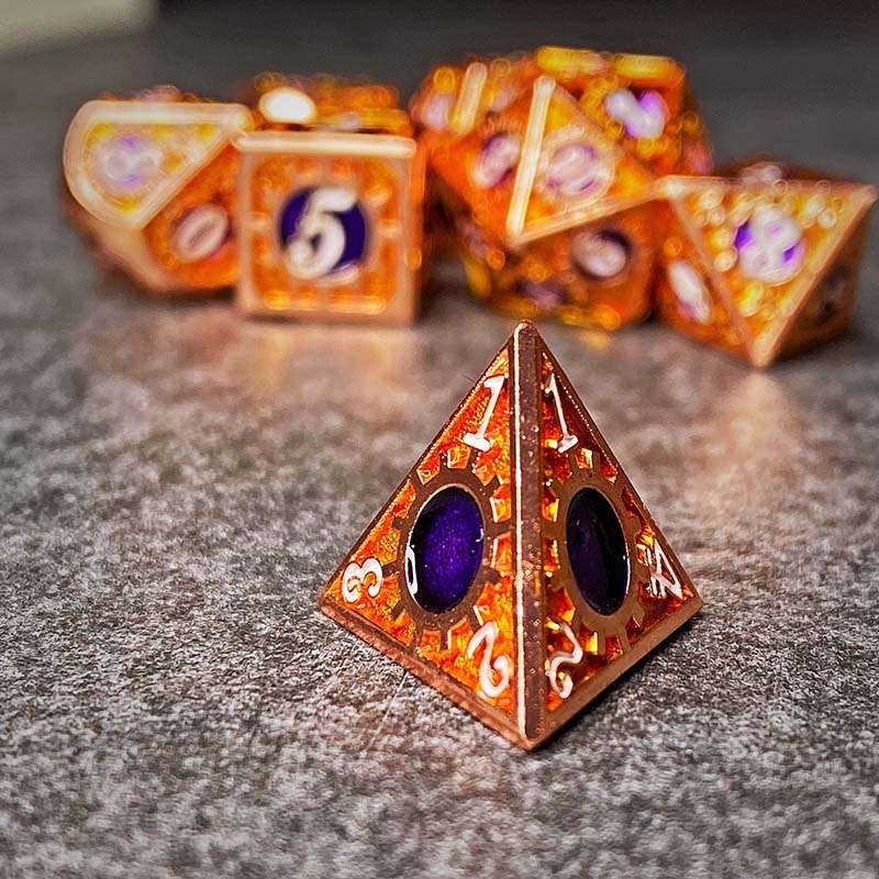 Sage's Gnomish Trinkets - Copper Gears Metal Polyhedral Dice Set image 8