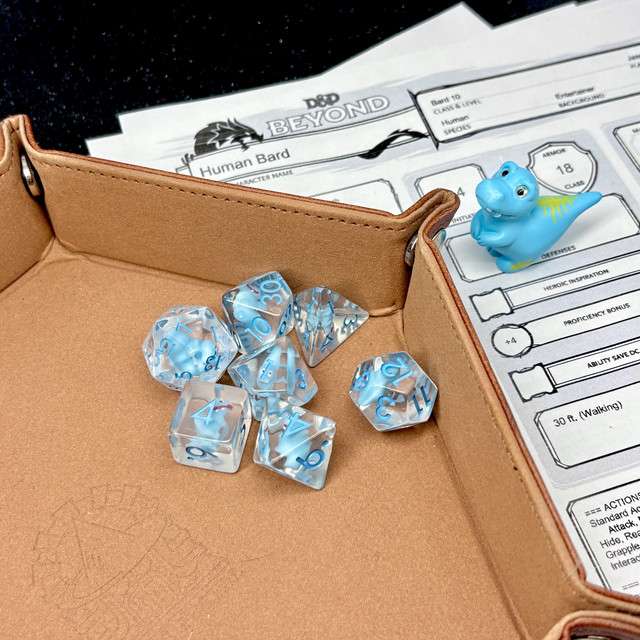Sage's Blue T-Rex Familiar Resin Polyhedral Dice Set + Toy image 9