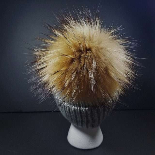 Sage’s Cap – Grey Knit Beanie with Raccoon Pompom image 3