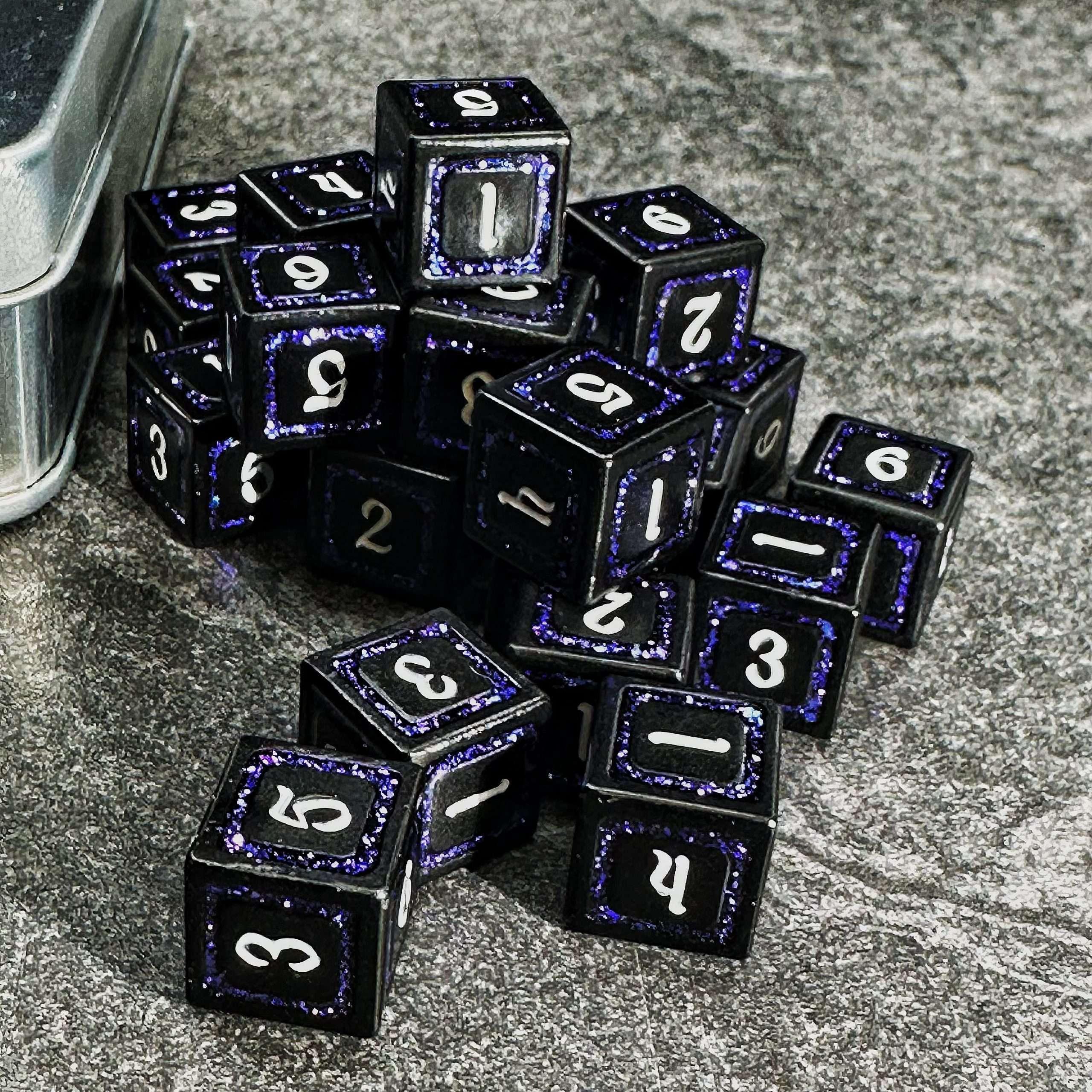 Sage's Splendors Royal Purple Metal d6 Dice 24 Piece Set image 7