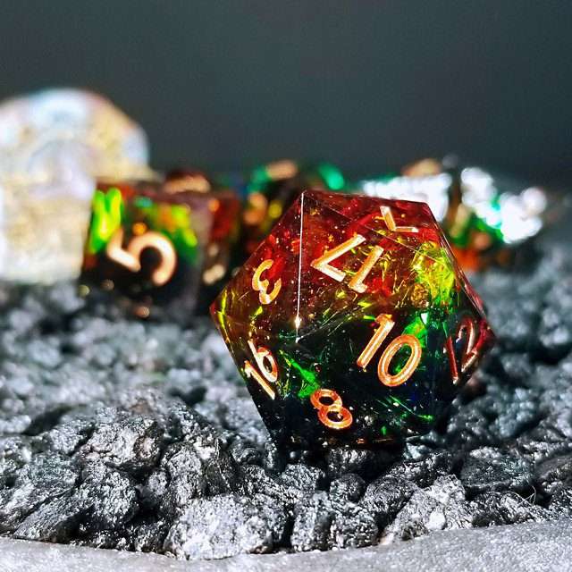 Sage's Enchanted Crystals Cola/Green/Blue Sharp Edge Resin Dice Set image 10
