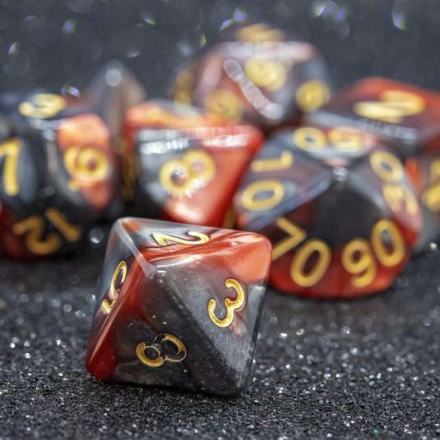 Sage's Stones - Copper/Mica Gold Ink Acrylic Polyhedral Dice Set image 5