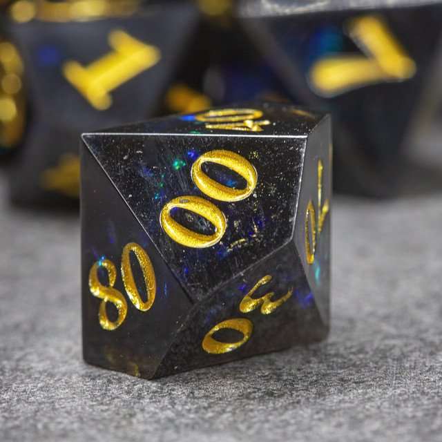 Sage's Crystals - Midnight Sharp Edge Resin Polyhedral Dice Set image 4